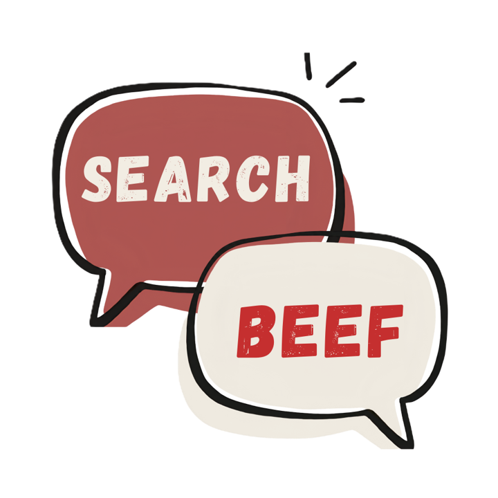 Search Beef Logo A logo for Search Beef, a red and a white speech bubble overlapping with the title in the bubbles.